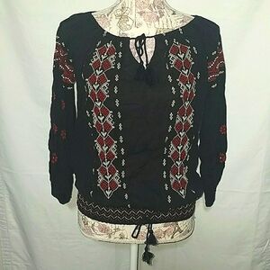 DENIM &SUPPLY peasant embroidered top XS NWT